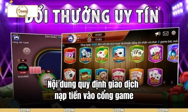 Nội dung quy định giao dịch nạp tiền vào cổng game