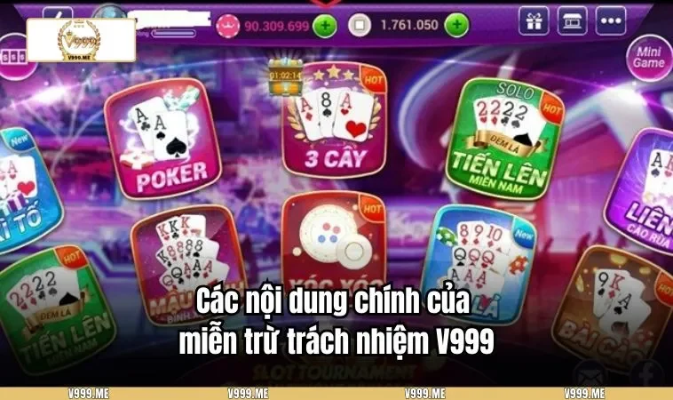 Các nội dung chính của miễn trừ trách nhiệm V999